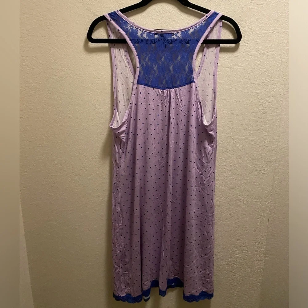 Rene Rofe Purple Polka Dot & Lace Nightgown Size XL New Without Tag
